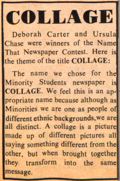 BCDigSchol's tweet photo. At the beginning of 1977, 𝘊𝘰𝘭𝘭𝘢𝘨𝘦, Boston College's first minority student newsletter, published its first issue! 

For historical Boston College newspapers, check out https://t.co/kwy1UtABbf https://t.co/1UiLFfiI0b