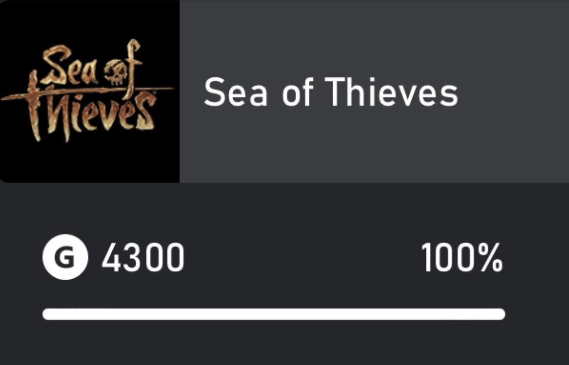 GLBoxy's tweet photo. I finally got 100% of achievements  oooh yea. Now the grind for commendations can truly begin.  #SeaOfThieves https://t.co/pBPIuvZk9C