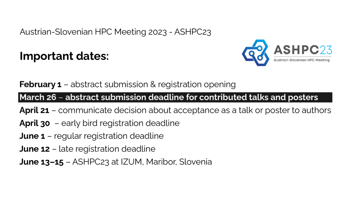 VSCluster's tweet photo. We are accepting submissions of abstracts & posters for #ASHPC23! Share your #HPC research with the community➡️ https://t.co/XOegx3EQcy
Get inspired by the abstracts from the last year's conference #ASHPC22➡️ https://t.co/9bO2hIUYYJ
@eurocc_austria @EuroCC_SLING @uniinnsbruck https://t.co/mqZMxTkxMi