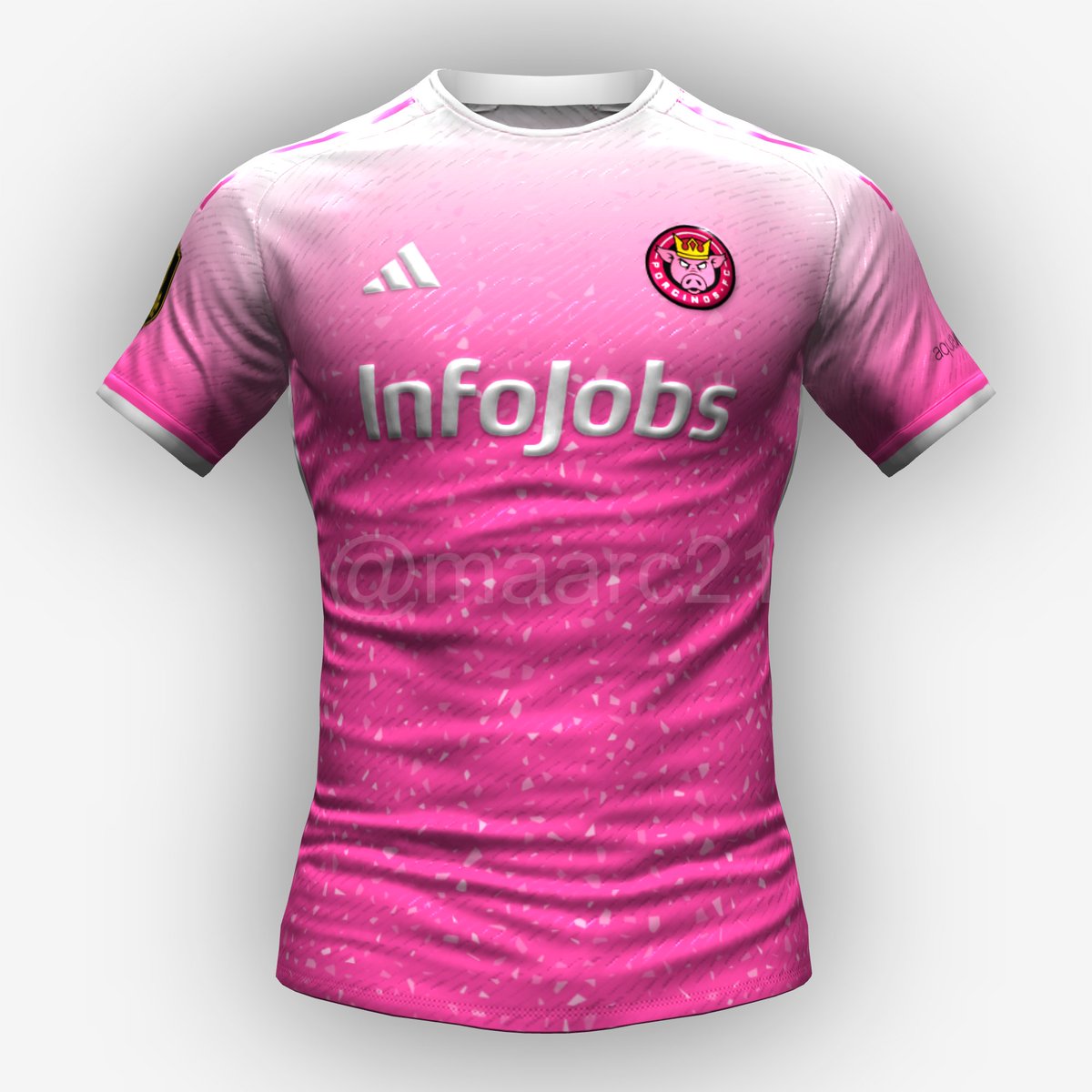 Maarc21's tweet photo. 1- Porcinos FC🐖 ç

Camiseta titular👕

El rosa es predominante con un degradado blanco en la parte superior.

Detalles blancos en la parte inferior.

Pantalones y medias rosas con detalles blancos.

#porcinos #KingsLeague https://t.co/g6HGuT50pQ