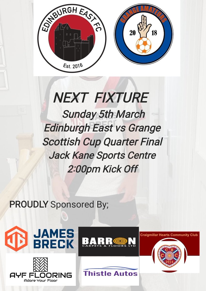 Huge game this weekend as we welcome <a href="/AmateursGrange/">GrangeAmateurs</a> to battle it out for a place in the Scottish Cup Semi Final. As always, a huge crowd is expected and appreciated.  Let's really get behind the lads. Jack Kane. Sunday. Be there ❤️🖤