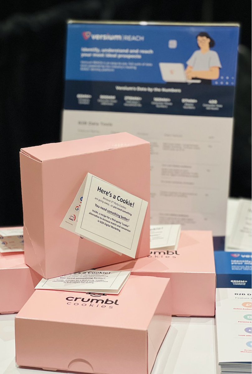 Come meet the #Versium team at #B2BMX! Booth 511 - We'll share a 🍪 + the recipe to our first-party #cookie alternative. 

#Versium #VersiumREACH #Event #Networking #Marketing #DigitalMarketing #FirstPartyData #Cookies #MarTech #AdTech #SalesTech