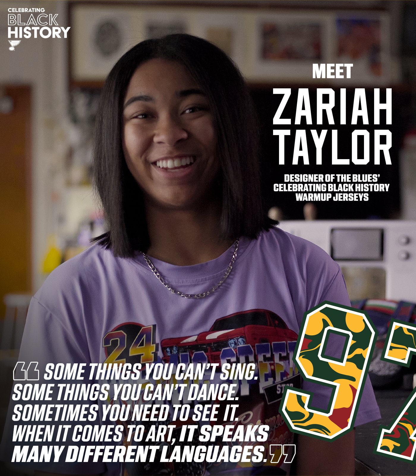 Zariah Taylor designs Blues' Celebrating Black History jerseys