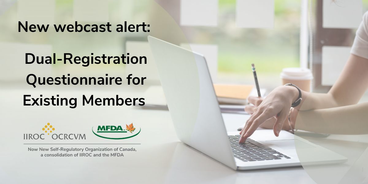 CIRO_OCRI's tweet photo. Whether you are looking to become dual-registered, or are seeking a refresh of the Dual-Registration Questionnaire, we’ve got you covered!
Check out our latest webcast for more information on both these topics.
Register today: https://t.co/w1jW9JZ90h
#dualregistration https://t.co/qCkPHpJXWQ