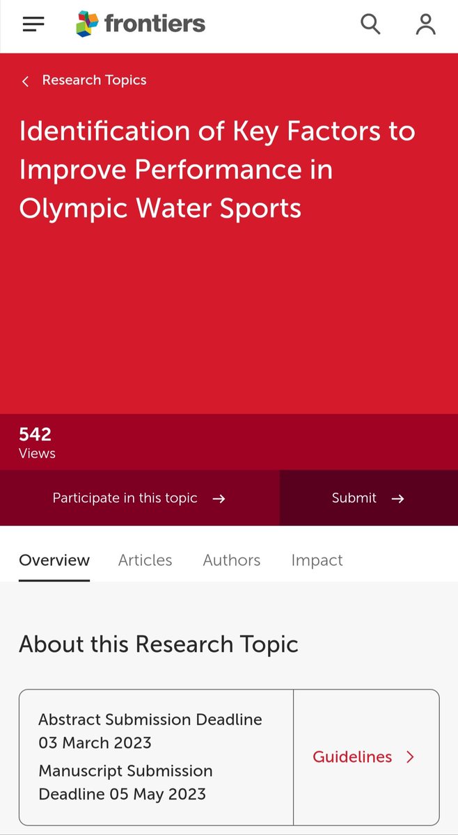 Francisco Cuenca-Fernández (@cuenca_fernandz) on Twitter photo 📢 Call for papers in <a href="/FrontSportsAL/">Frontiers - Sports and Active Living</a> and <a href="/FrontPhysiol/">Frontiers - Physiology</a> 📢
"Identification of Key Factors to Improve Performance in Olympic Water Sports" 🏊♂️🏊🏼♀️🤽♀️🚣♂️⛵️🏄♀️
🗓️05 May 2023
Find more information here 👇 or ✉️
frontiersin.org/research-topic… 📢 Call for papers in <a href="/FrontSportsAL/">Frontiers - Sports and Active Living</a> and <a href="/FrontPhysiol/">Frontiers - Physiology</a> 📢
"Identification of Key Factors to Improve Performance in Olympic Water Sports" 🏊♂️🏊🏼♀️🤽♀️🚣♂️⛵️🏄♀️
🗓️05 May 2023
Find more information here 👇 or ✉️
frontiersin.org/research-topic…