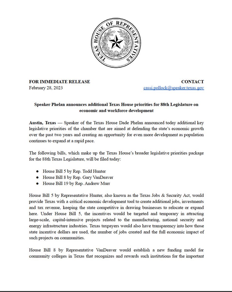 DadePhelan's tweet image. These latest Texas House priorities are aimed at defending economic growth in Texas &amp;amp; creating an opportunity for even more development in our rapidly-growing state. Thank you to Reps. @toddahunter, @GaryVanDeaver &amp;amp; Andrew Murr for filing these bills. #txlege