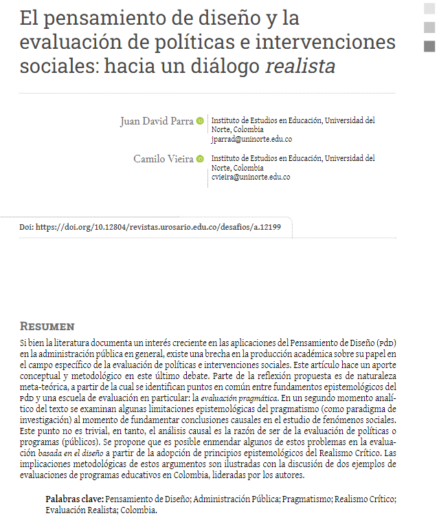 juanph84's tweet photo. El pensamiento de diseño #DesignThiking es relevante en sector público. Pero poco se ha discutido sobre su aplicación en la evaluación de políticas/programas

Nuestro artículo con @cvieiram en la @RevDesafios aporta al debate

Invitamos a leer y compartir https://t.co/NLIYl5ZU3J https://t.co/eHlTTeMz9r
