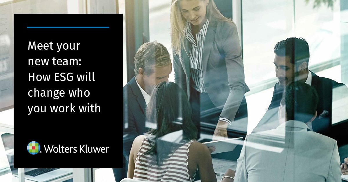 #ESG will do more than change organizations. It will also change your own workplace.

You may be in #EHS, #RiskManagement, #Sustainability, or Operations, but now, in addition to your regular teams, you'll also be part of the ESG team.

Learn more: wolterskluwer.com/en/expert-insi…