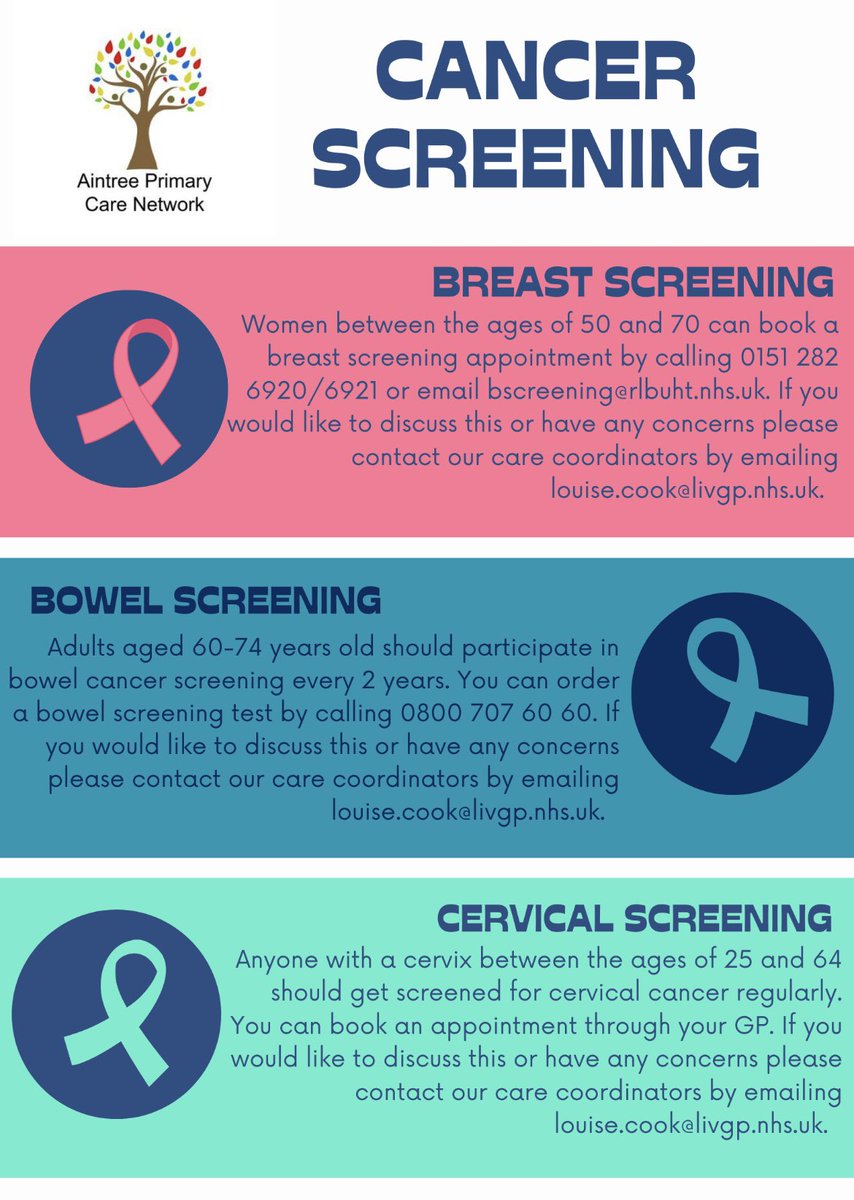 It is important to get yourself screened for cancer. Check the criteria for breast, bowel and cervical screening listed below, and contact us for more information.