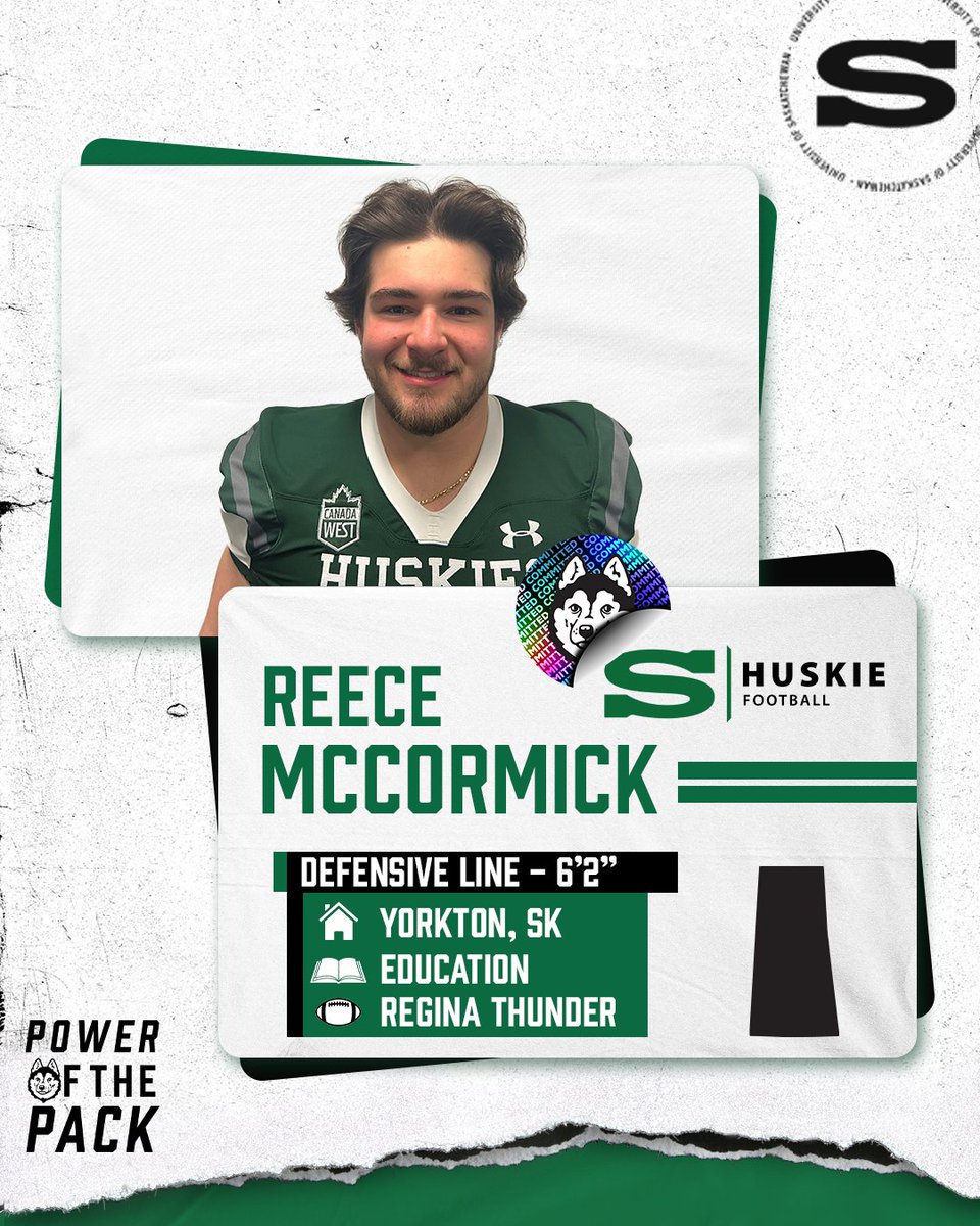 skhuskies's tweet photo. 🚨 RECRUIT ALERT 🚨 

Huskie Football is excited to announce the signing of standout DL Reece McCormick from the Regina Thunder of the CJFL.

Reece was a First-Team CJFL All Canadian and PFC DL of the Year. Welcome to the Pack Reece!

#HuskiePride #PowerofthePack https://t.co/OfdSOhCGFY