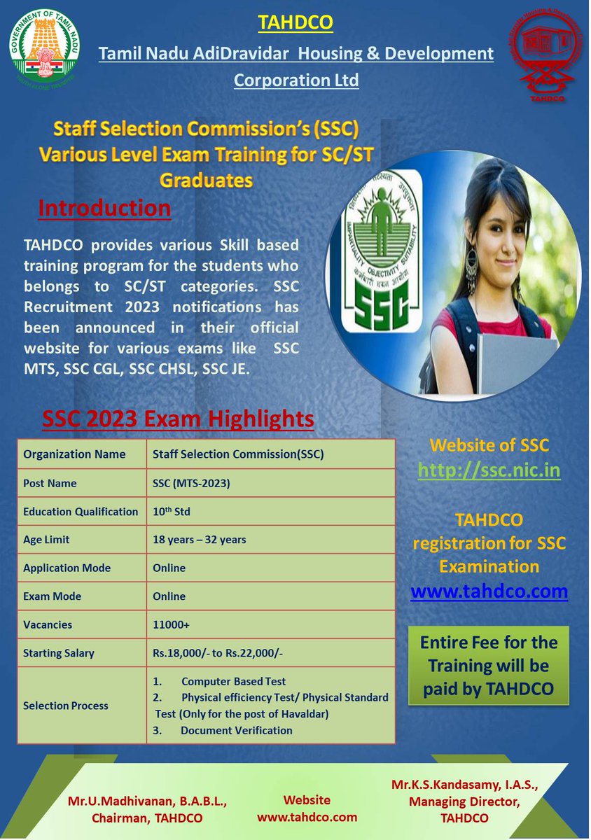 CareerPick's tweet image. Free SSC - Exams Training for SC/ST Students, visit: tahdco.com

#sscexams #scststudents #freetraining