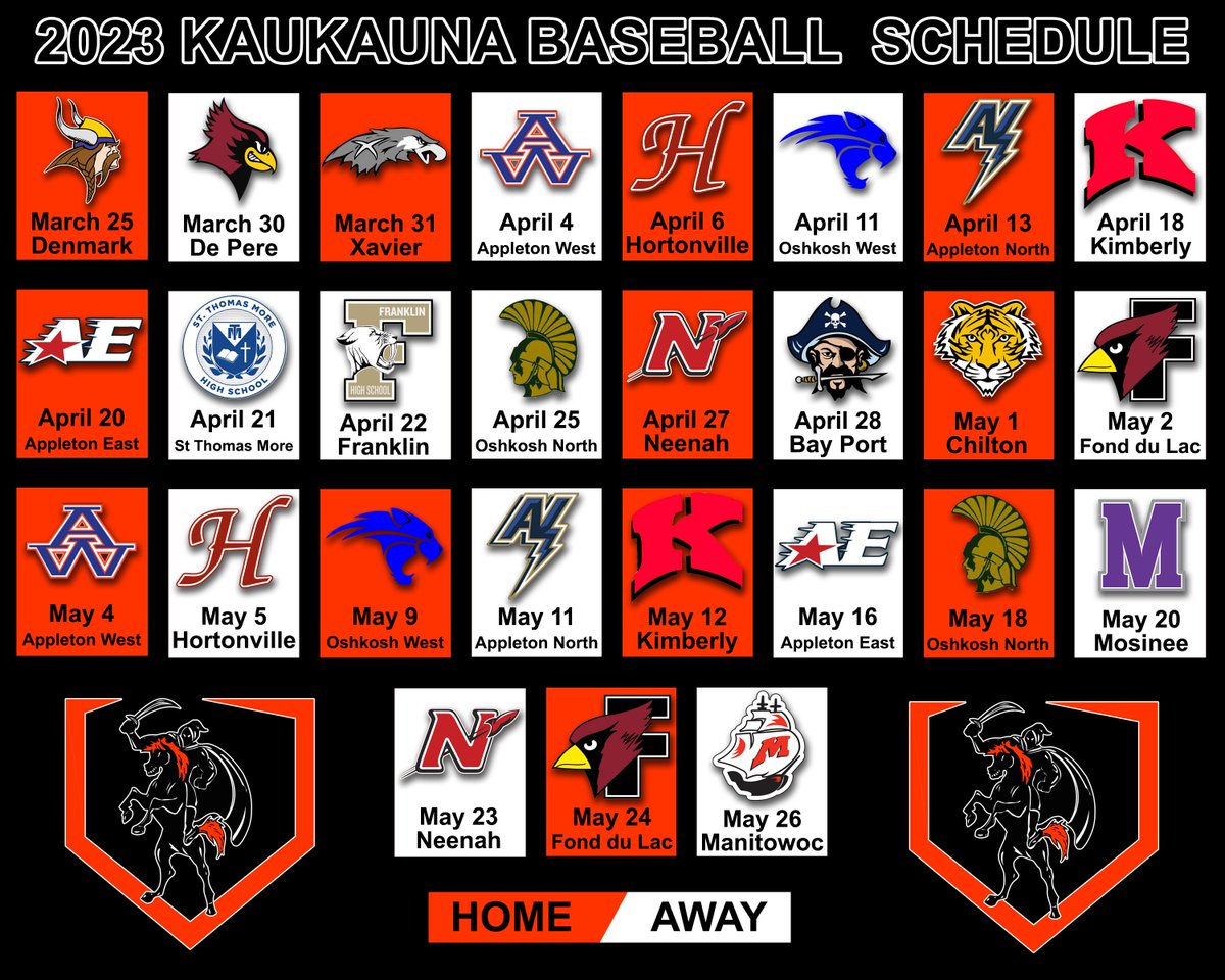 GhostHSBaseball's tweet photo. Our 2023 varsity schedule for the upcoming season. 
#kaukaunabaseball https://t.co/1gXu0peK7y