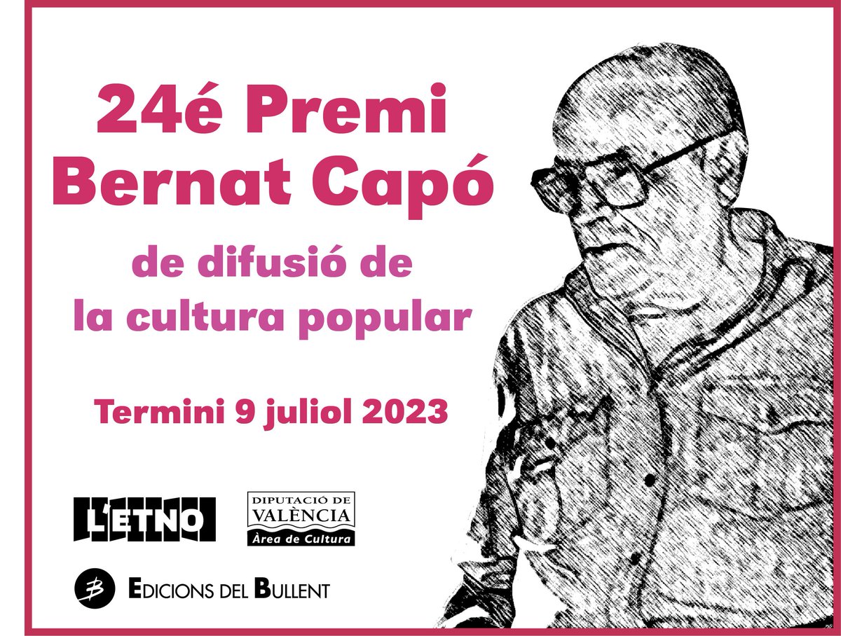BullentEdicions's tweet photo. 📣📣 Ja s'ha obert el termini per a presentar obres al Premi Bernat Capó  d'investigació i difusió de la cultura popular 2023 @letnomuseu @Culturadival 
🏵  El premi està dotat en 6000€ i la publicació de l'obra a Edicions del Bullent. https://t.co/62mMdkX43w