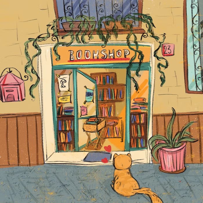mercymeavax's tweet photo. @goncaminecelik’s newest piece on @formfunction, #BookwormCat. Love her whimsical watercolor pieces 😻 https://t.co/PSCU4wTB9U