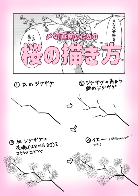 3月になったので桜を最速で描く描き方まとめました🌸(本当の最速は多分素材使うこと) 