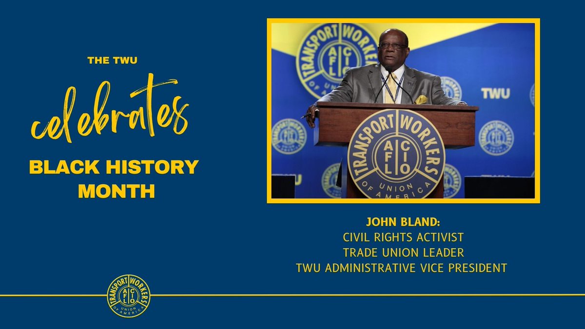 transportworker's tweet photo. The TWU celebrates #BlackHistoryMonth by recognizing our very own brother, mentor &amp; friend John Bland. Mr. Bland was a fierce negotiator and civil rights activist who helped end segregation in Houston by leading the city’s first sit-in at Weingarten’s grocery store lunch counter https://t.co/3meaUghUfb