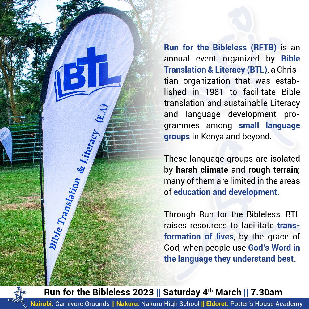 Every word of God is flawless; he is a shield to those who take refuge in him. –Proverbs 30:5 (NIV)

#RunForTheBibleless2023
#RFTB2023 #JitokezeWapateWord #VaaTishoWapateWord