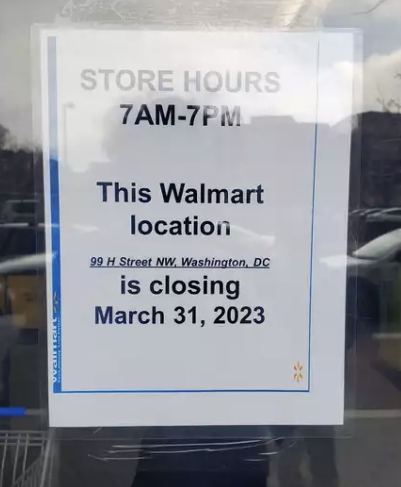 FeverPotomac's tweet image. Whoa! H Street @Walmart is closing on March 31st. #ExperienceDC #DistrictOfComebacks #obviouslyDC