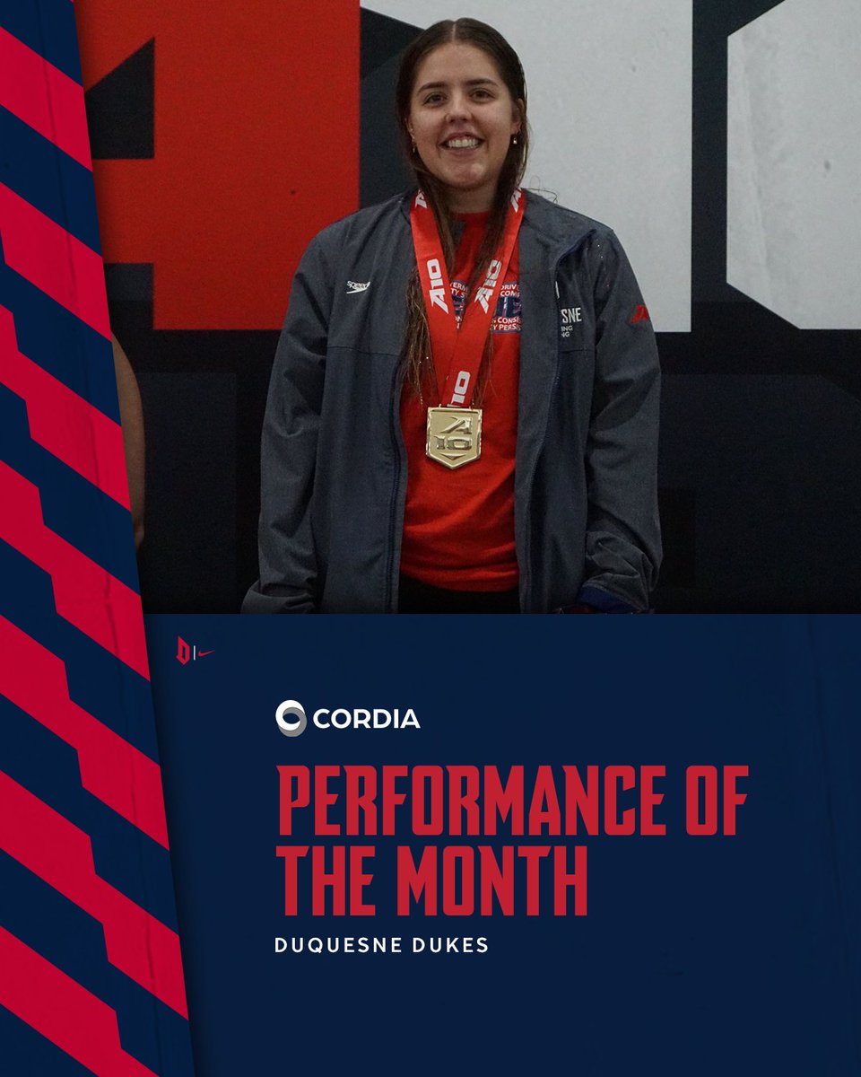 GoDuquesne's tweet photo. Congratulations to the women's Cordia Performance of the Month! 🏆

@DuqSwimDive's Amy Read was named the @atlantic10 Female Diver of the Year after winning gold in the 1m dives and silver in the 3m dives at the #A10WSD Championship.

#GoDukes https://t.co/uqxSeWniC4