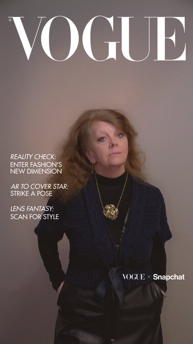 HMellidew's tweet photo. @Edward_Enninful   I have been involved in VR before, loved Vogue/snapchat event today. I am 5ft nothing, 66 this summer so this is only chance of getting on front of Vogue 🤣😍😍 rushed shoot, plus no hair and make up 😜 #vogue #snapchat https://t.co/eQANcDpBfL
