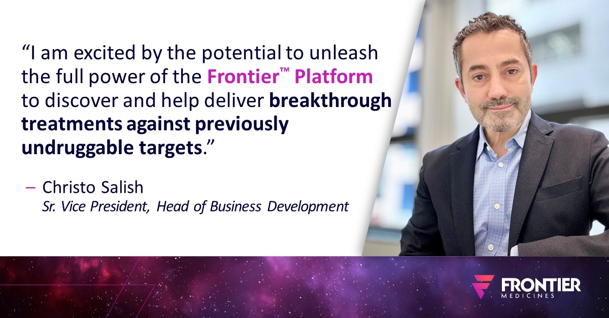 Please join us in welcoming Christo as Frontier’s SVP and Head of Business Development! His global pharma background coupled with his leadership experience in growing biotechs will be invaluable as we continue on our rapid trajectory. bit.ly/welcomechristo
#biotech
