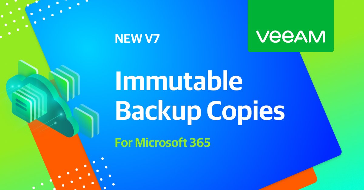Veeam's tweet photo. And we have lift off! 🚀 #Veeam Backup for Microsoft 365 v7 is now available ⭐ Delivering immutable backup copies, advanced monitoring &amp; reporting and increased control for leveraging #BaaS, it’s a release you don’t want to miss. Read more >> https://t.co/cVxq5OUaVw https://t.co/54gLw73Mgw