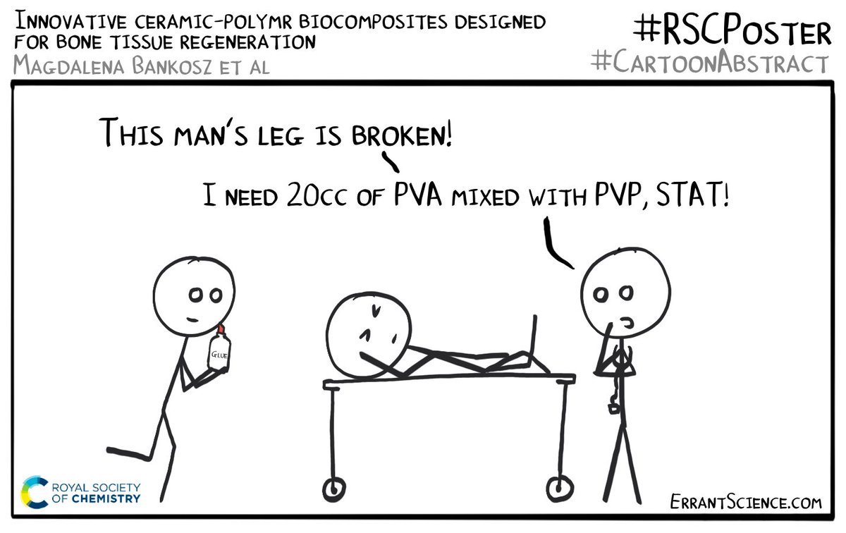 ErrantScience's tweet photo. Here’s a #CartoonAbstract for @btyliszczak’s #RSCMat #RSCPoster all about the use of biocomposites for bone tissue regeneration. Don’t forget to go read their full poster! https://t.co/Lfn9BXqwXZ