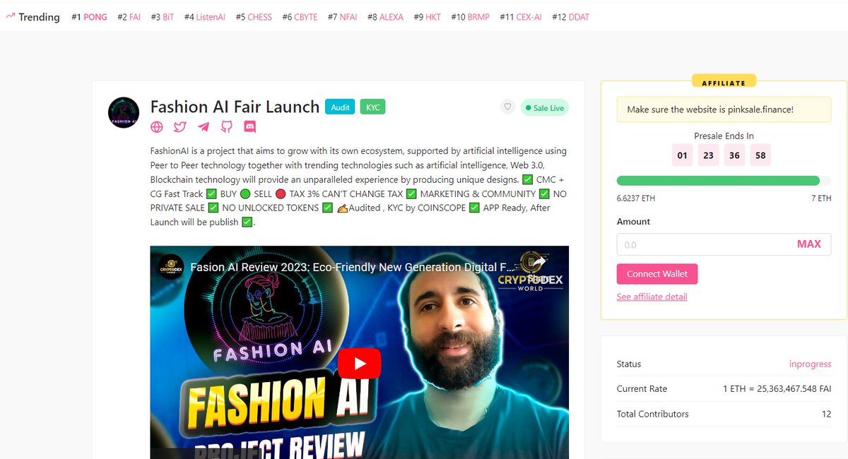 TOP 2 TRENDING RIGHT NOW AND THE SC IS ALMOST REACHED! LET'S GO GUYS!
pinksale.finance/launchpad/0xf9…