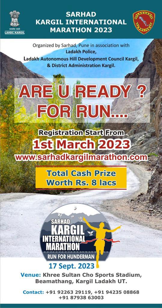 NorthIndiaTimes's tweet photo. #SARHADKARGILINTERNATIONALMARATHON2023

Organized by #SarhadPune in association with Ladakh Police,
@LAHDC_Kgl &amp; District Administration Kargil.

ARE U READY FOR RUN?

Registration starts from 1st march 2023 on https://t.co/xAvNZheQpd
#RUNFORHUNDERMAN on 17 Sept, 2023 https://t.co/j97b9Ze7lv