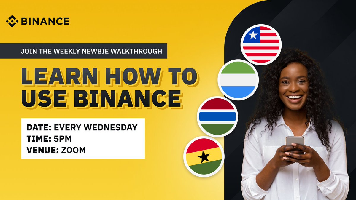 BinanceAfrica's tweet photo. #Binance is excited to relaunch the newbie walkthrough in West Africa.

Get ready to grow your Crypto knowledge and stand a chance to win amazing prizes.

📅Every Wednesday 
⏰5PM WAT (GMT+1) 
📍Zoom

Register here 👉 https://t.co/6TfrWWSrbT https://t.co/RW5pTj9XJW