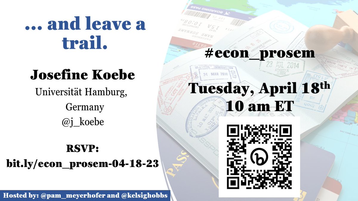 Pamela Meyerhofer, Ph.D. (@pam_meyerhofer) on Twitter photo We are wrapping up our world tour with my very good friend <a href="/j_koebe/">Josefine Koebe</a> on the next #econ_prosem.
Note that our last seminar for the spring is at 10 am ET, not our usual time.
#EconTwitter, RSVP: bit.ly/econ_prosem-04… We are wrapping up our world tour with my very good friend <a href="/j_koebe/">Josefine Koebe</a> on the next #econ_prosem.
Note that our last seminar for the spring is at 10 am ET, not our usual time.
#EconTwitter, RSVP: bit.ly/econ_prosem-04…