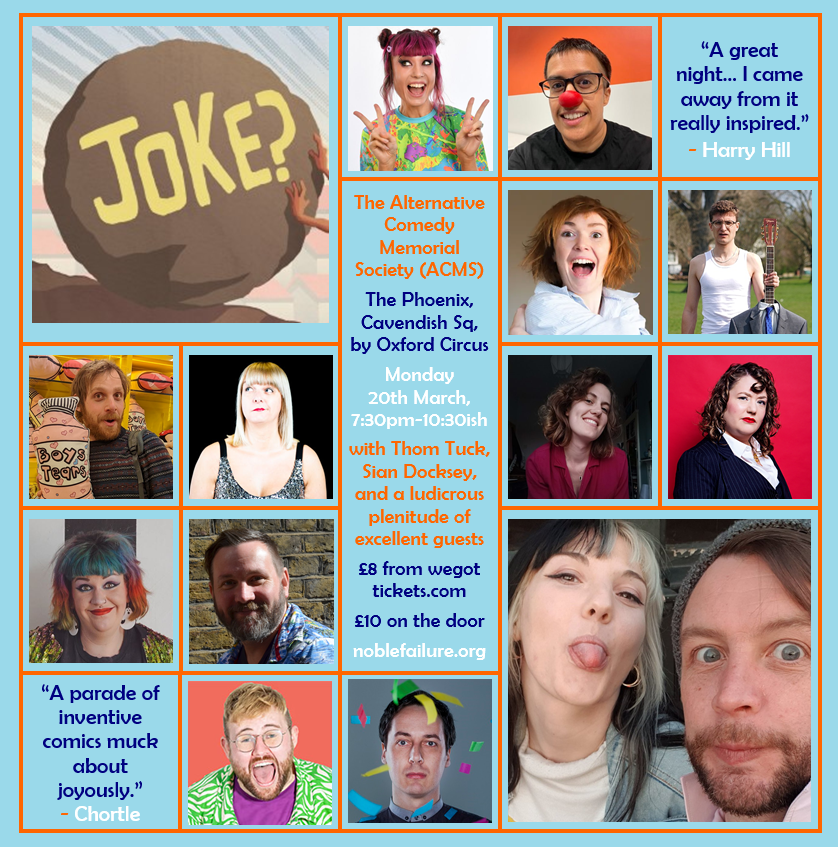 ACMS (@altcommemsoc) on Twitter photo #ACMS
🌆 <a href="/ThePhoenix_W1/">The Phoenix</a>
📅 Monday March 20th, 7:30pm
🎟️ £8-£13.50 tickets: wegottickets.com/event/573421
😻 hosted by @siandocksey & <a href="/turlygod/">thom tuck. purveyor of fine comedy.</a>, with eg @elf_lyons, <a href="/jacobhenegan/">jacob henegan</a>, <a href="/tombellforever/">Tom Bell</a> AND MORE
🌈 free guestlist for a) trans & NB folk and b) veteran ACMS acts, DM us yer names #ACMS
🌆 <a href="/ThePhoenix_W1/">The Phoenix</a>
📅 Monday March 20th, 7:30pm
🎟️ £8-£13.50 tickets: wegottickets.com/event/573421
😻 hosted by @siandocksey & <a href="/turlygod/">thom tuck. purveyor of fine comedy.</a>, with eg @elf_lyons, <a href="/jacobhenegan/">jacob henegan</a>, <a href="/tombellforever/">Tom Bell</a> AND MORE
🌈 free guestlist for a) trans & NB folk and b) veteran ACMS acts, DM us yer names