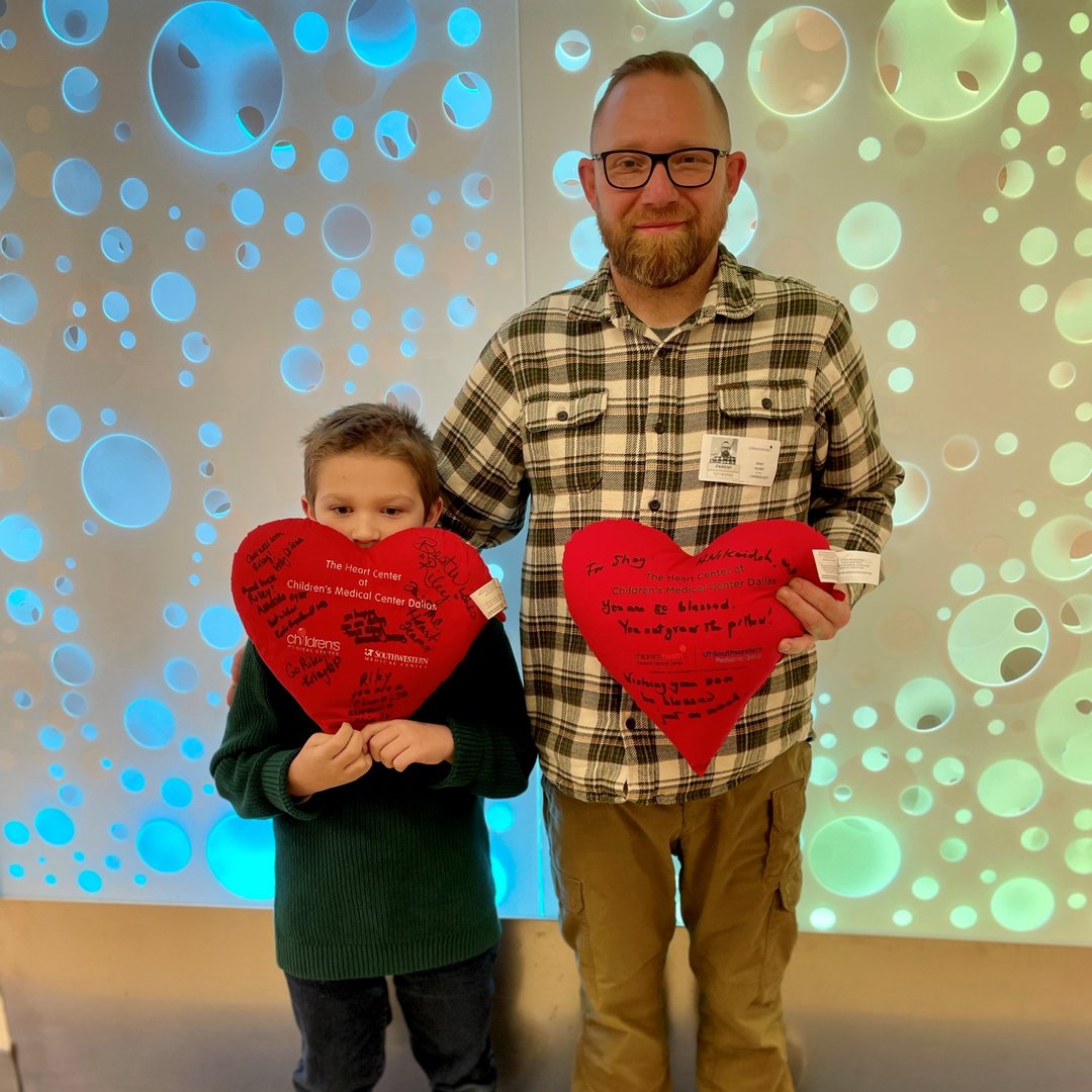 childrens's tweet photo. Three decades ago, Shay had 2 life-saving surgeries at our Heart Center. When his son Riley was diagnosed with a pulmonary artery sling, Shay remembered the compassion and care he received here and knew Riley would receive the best care with our team. #HeartMonth #WeHaveHeart https://t.co/lKmBOHa95O