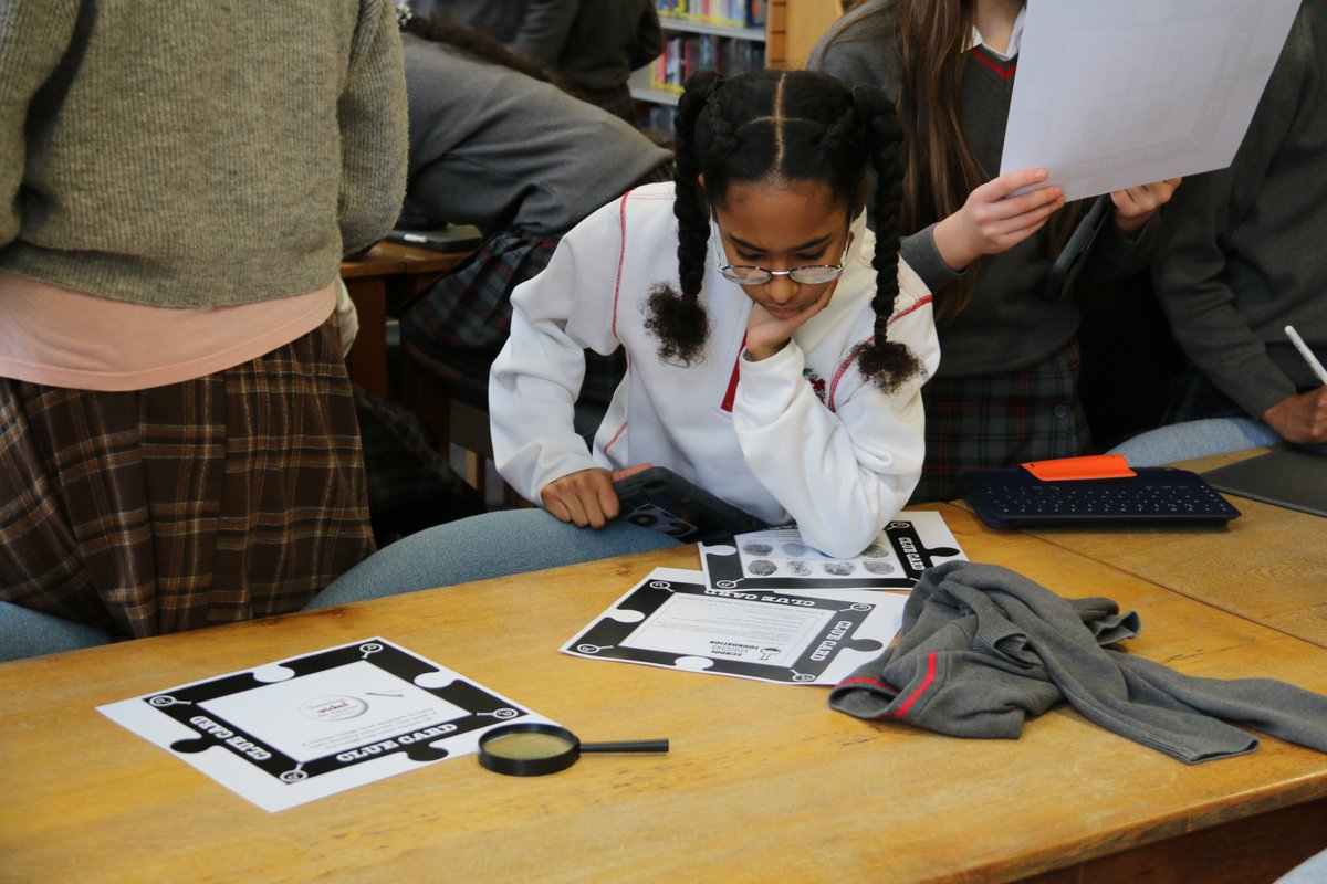 LEHSchool's tweet photo. The LRC became a crime scene this lunch time. As part of #worldbookday2023 , the Thirds turned detective working out the mystery of who murdered the library assistant. #LEHSchool @LEHEnglish https://t.co/tWfTe9ANQQ