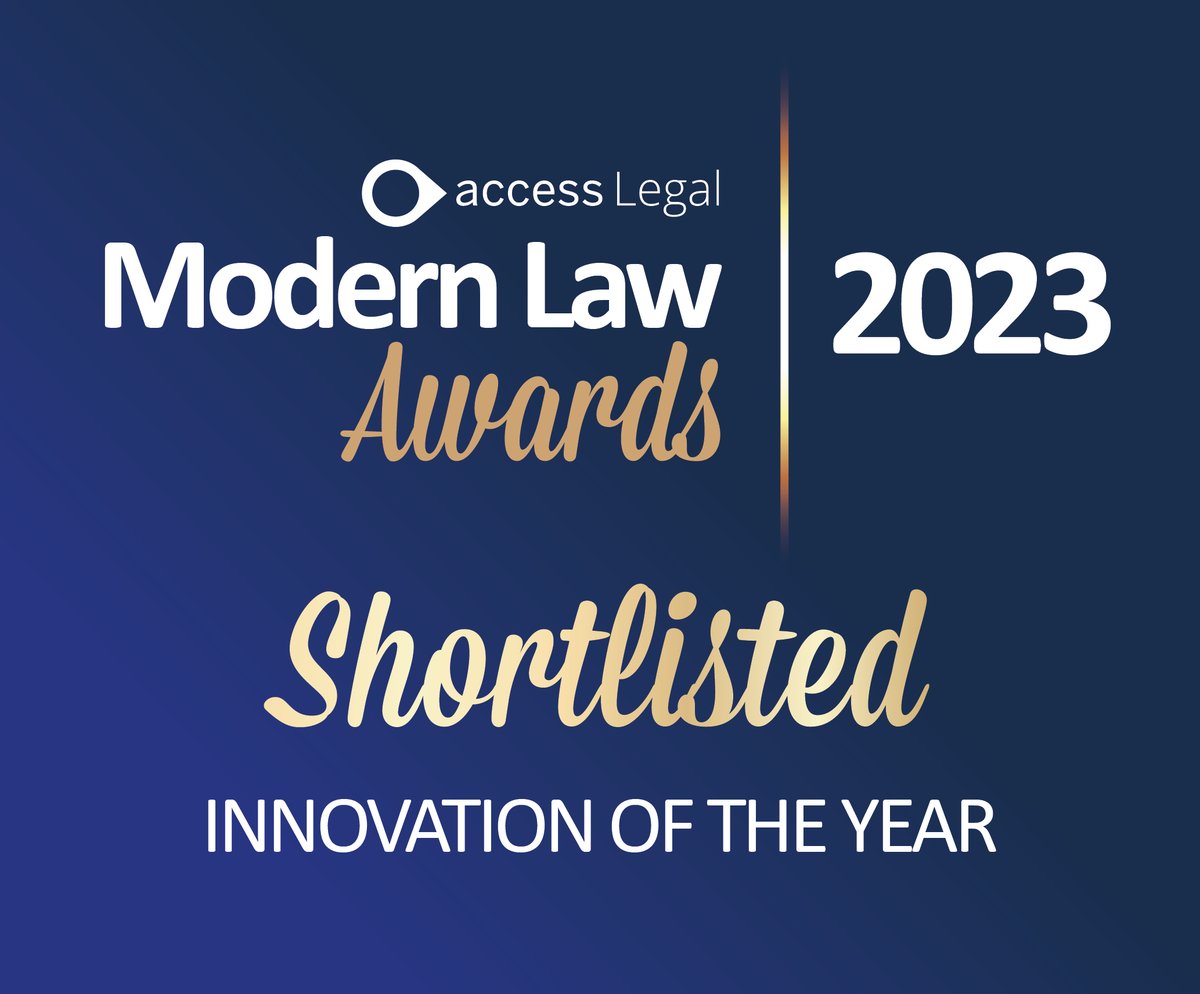 We are delighted to be shortlisted for both Innovation of the Year and Supporting the Industry at these awards and for Risk & Compliance Support Service of the Year at the British Conveyancing Awards. These are fantastic achievements for our team. #ModernLawAwards #LegalAwards