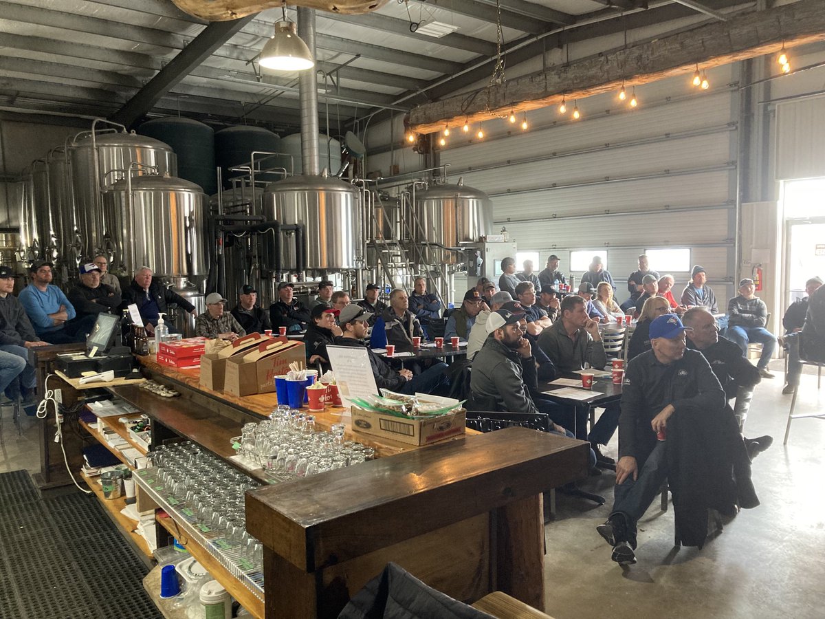 Customers learning about the Enlist weed control system at the Stone Picker Brewery in Forest ⁦<a href="/CortevaCA/">Corteva Canada</a>⁩ ⁦<a href="/tuesdayk10/">Tuesday Schroeder</a>⁩ ⁦<a href="/SeligaJohn/">John Seliga</a>⁩ ⁦<a href="/ChrisRobson11/">Chris Robson CCA-ON</a>⁩