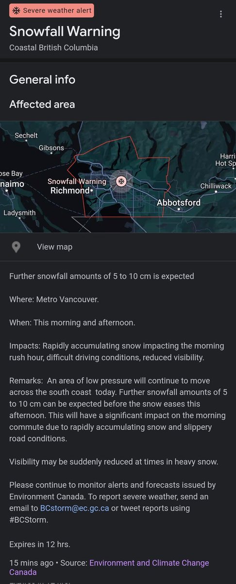 Very disappointed that <a href="/burnabyschools/">Burnaby Schools</a> are not closed today with an active weather warning in place expecting an additional 5-10cms today.  This is on top of the previous snow accumulations. #BCsnow #BurnabySchools #CallASNOWDAY #VancouverSnow