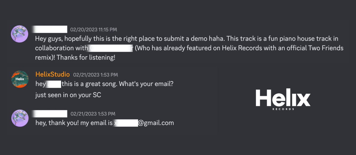 Helix Records utilities, #7: talent pool 🎤
Genesis Pass holders who produce music will be able to submit their own tracks through a token-gated Discord channel. Our A&amp;R team will then listen to the songs and provide professional feedback 🗒️
Will you become the next Helix artist?