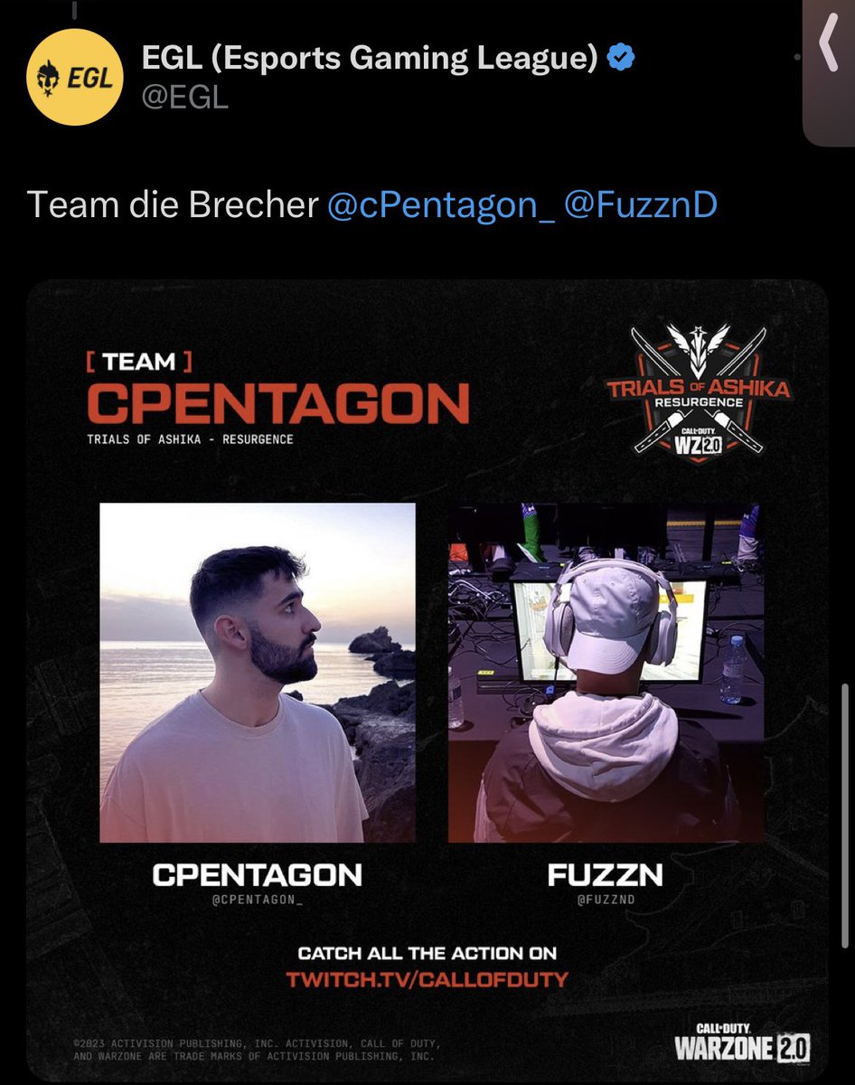 cPentagon_'s tweet photo. Live !
50.000$ Trials of Asika Resurgence @CallofDuty @CallofDutyDE  Turnier!
Start 18 Uhr 

https://t.co/bce6pQED60 https://t.co/qOPxrmzbed