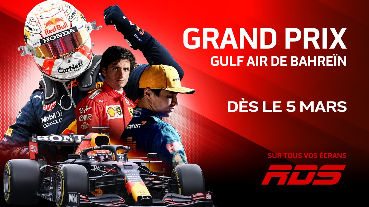 RDS sur la ligne de départ de tous les 
Grands Prix de Formule 1 de la saison 2023. Premier rendez-vous ce week-end pour le Formula 1 Grand Prix Gulf Air de Bahreïn. 

Avec Pierre Houde, Bertrand Houle et Patrick Carpentier.

Détails => thelede.ca/sjDx2e