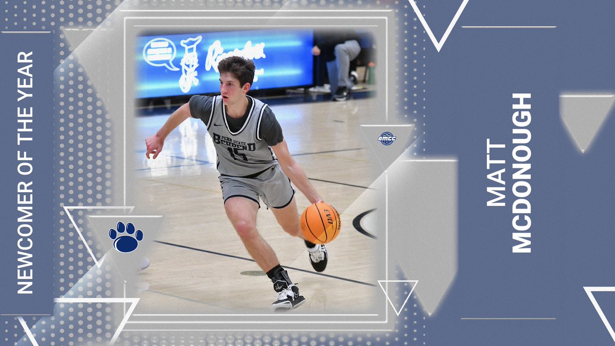 Congratulations to Behrend Freshman Matt McDonough on earning AMCC co-Newcomer of the Year honors!!

McDonough is the first Behrend player to win this award since 2016.

Matt finished the year averaging 10 points a game while tallying 50 made 3's on the year!