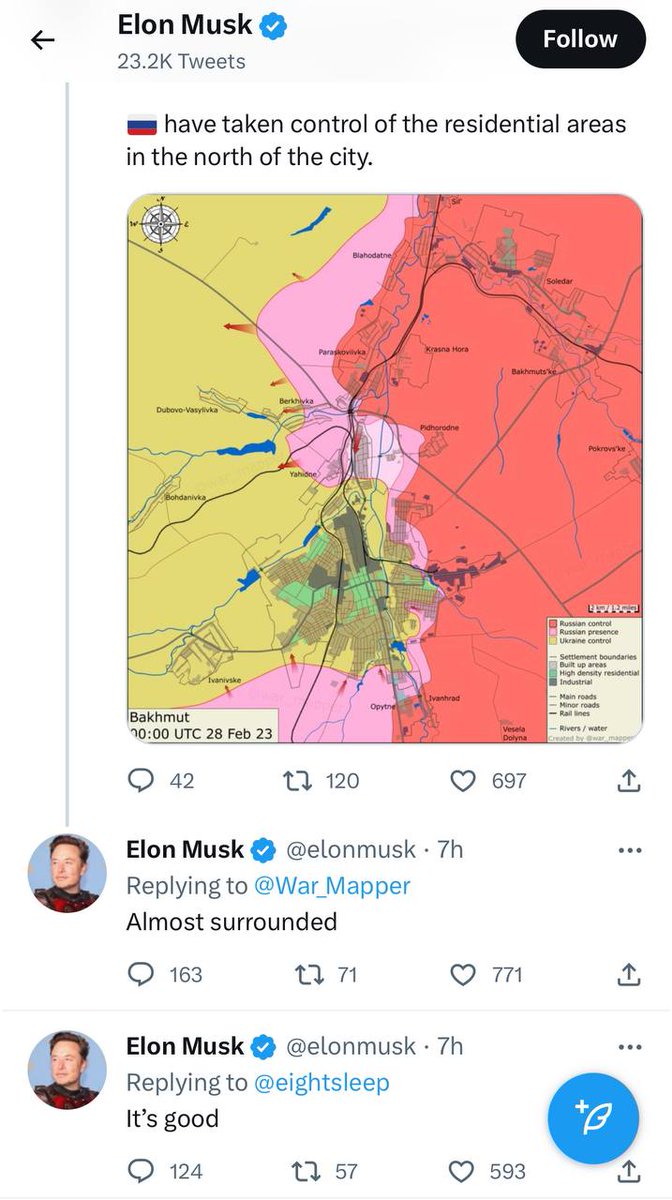Иван Масков, позывной Илон: Бахмут почти окружен и это хорошо.

До взрыва жовтоблакитных дуп осталось 3-2-1