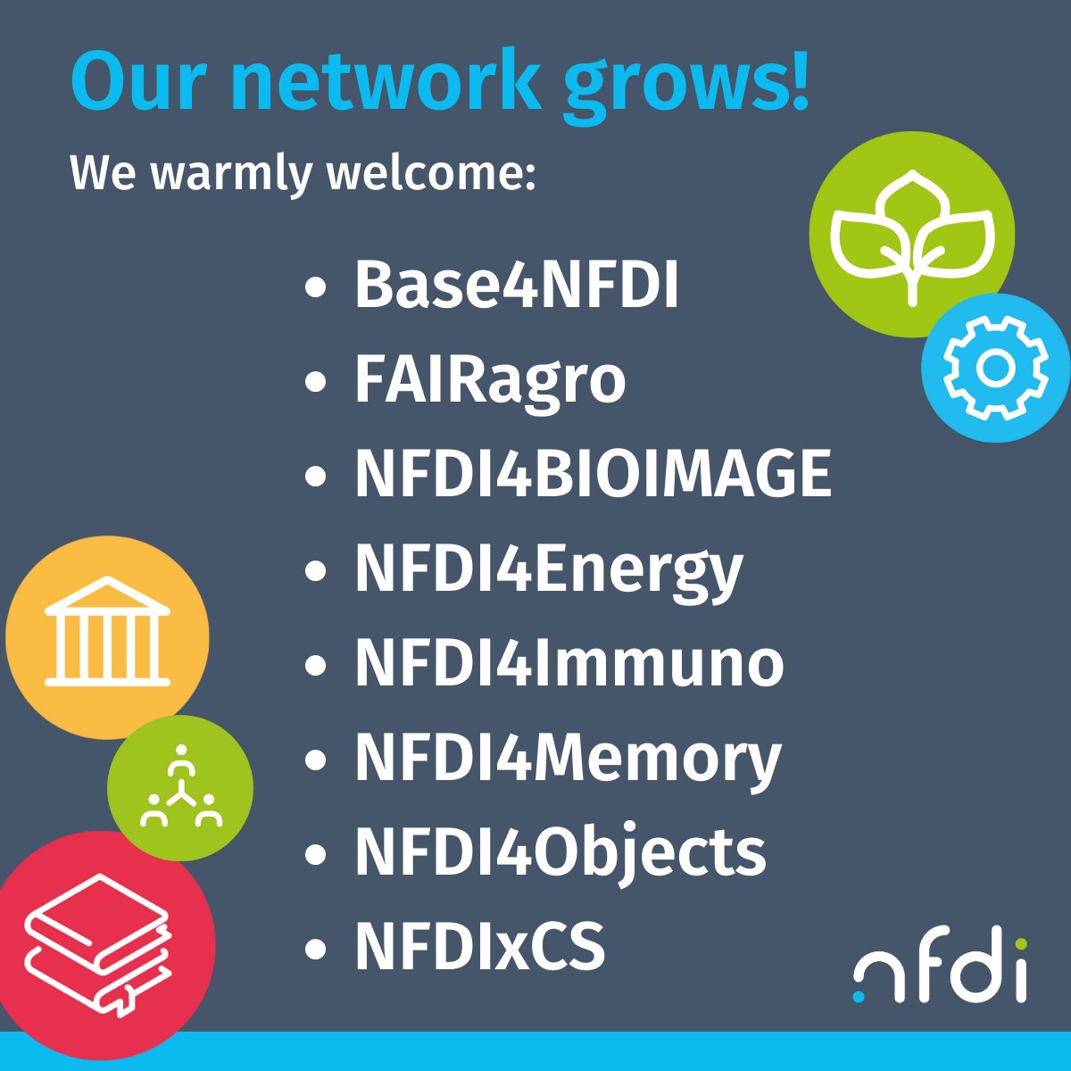 NFDI - @NFDI@nfdi.social (@nfdi_de) on Twitter photo Today the funding starts for #Base4NFDI, @NFDI4Agri, <a href="/nfdi4bioimage/">NFDI4BIOIMAGE</a>, <a href="/nfdi4energy/">NFDI4Energy</a>, <a href="/NFDI4Immuno/">NFDI4Immuno - @NFDI4Immuno@nfdi.social</a>, <a href="/NFDI4memory/">NFDI 4Memory (@NFDI4memory@nfdi.social)</a>, <a href="/nfdi4objects/">NFDI4Objects</a> and <a href="/nfdixcs/">NFDIxCS</a>.
We warmly welcome you to our #NFDI network!
#FDM #RDM #FAIRdata Today the funding starts for #Base4NFDI, @NFDI4Agri, <a href="/nfdi4bioimage/">NFDI4BIOIMAGE</a>, <a href="/nfdi4energy/">NFDI4Energy</a>, <a href="/NFDI4Immuno/">NFDI4Immuno - @NFDI4Immuno@nfdi.social</a>, <a href="/NFDI4memory/">NFDI 4Memory (@NFDI4memory@nfdi.social)</a>, <a href="/nfdi4objects/">NFDI4Objects</a> and <a href="/nfdixcs/">NFDIxCS</a>.
We warmly welcome you to our #NFDI network!
#FDM #RDM #FAIRdata