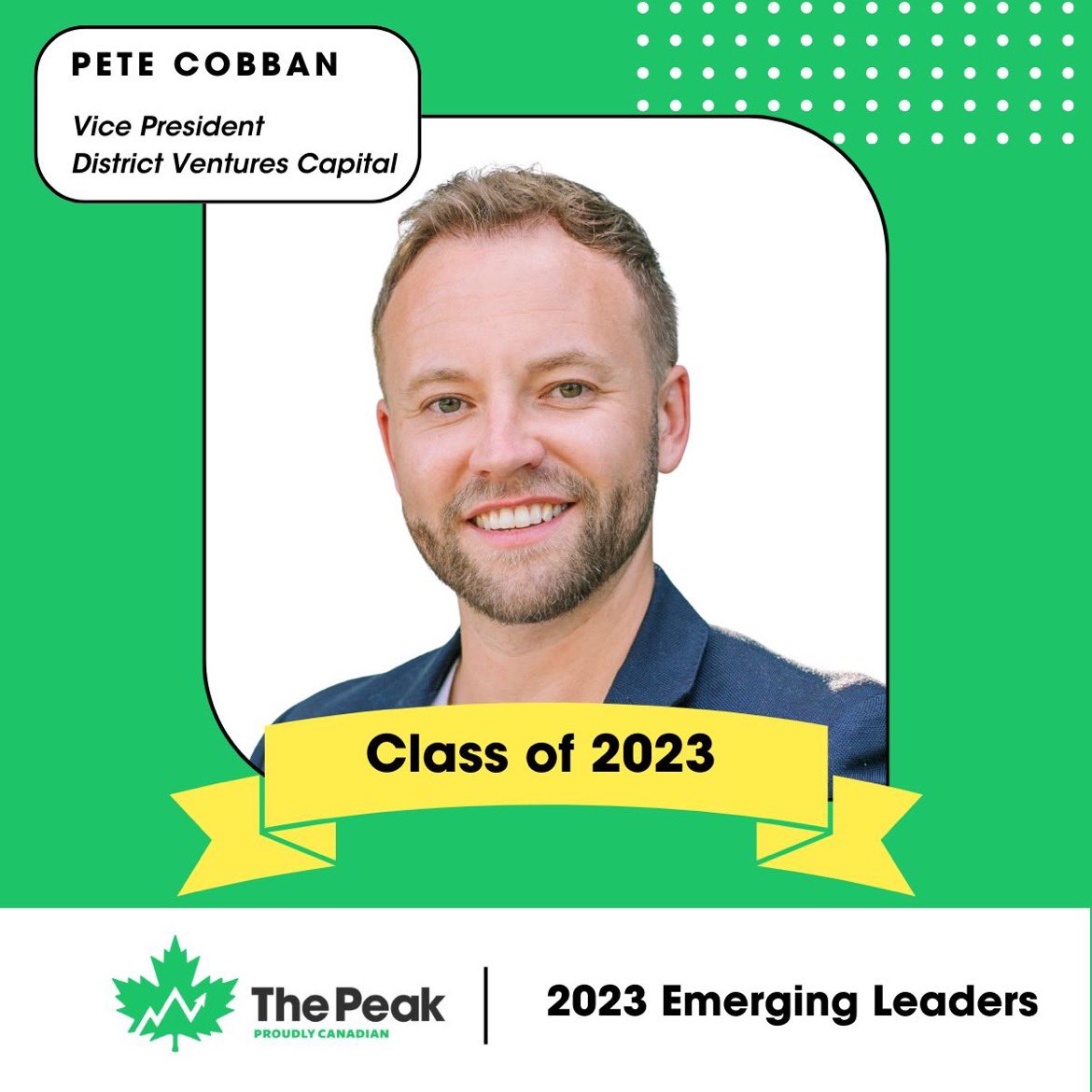 Congratulations to our Vice President, Pete Cobban, who was named one of <a href="/readthepeak/">The Peak 📈</a>’s 2023 Emerging Leaders! 

The list recognizes up-and-coming leaders shaping Canada’s economy, culture, and society. 

Read more at readthepeak.com/emergingleader…