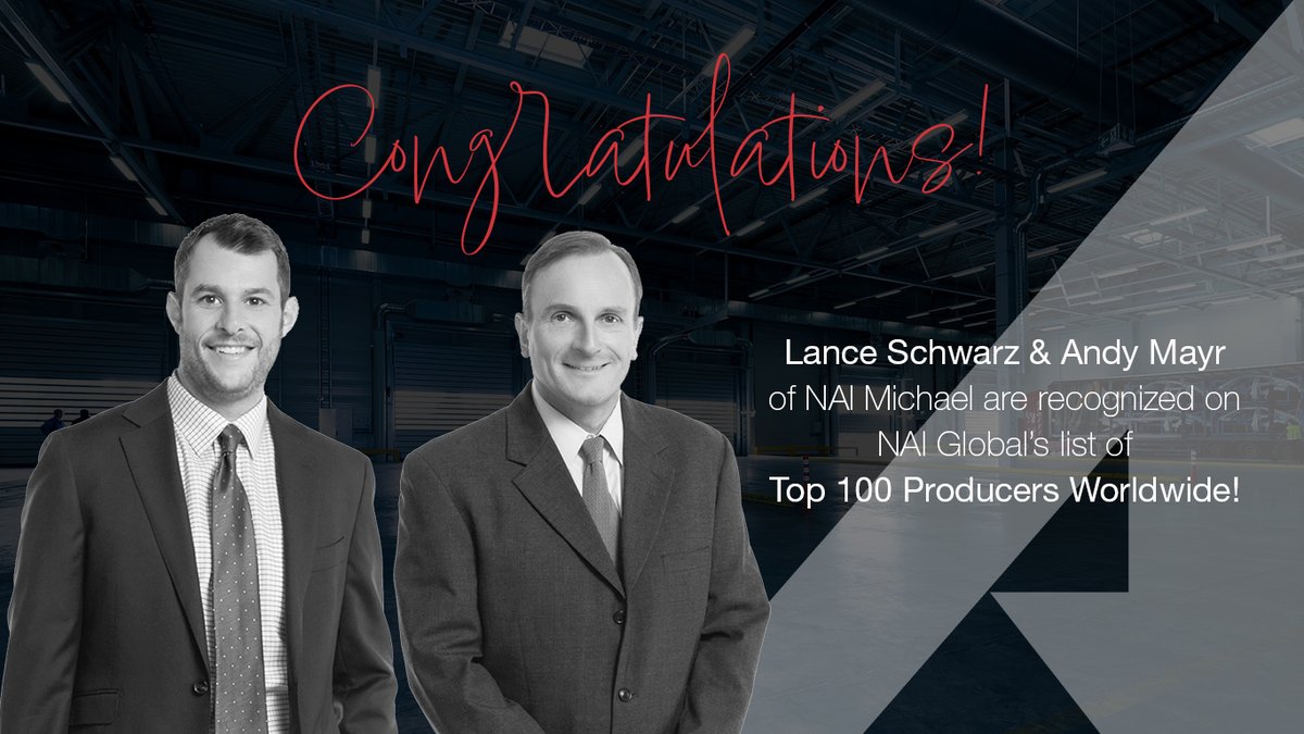 NAI Michael (@naimichael) on Twitter photo Congrats to NAI Michael's Lance and Andy for making it onto <a href="/NAIGlobal/">NAI Global</a>'s list of Top 100 Producers Worldwide! Congrats to NAI Michael's Lance and Andy for making it onto <a href="/NAIGlobal/">NAI Global</a>'s list of Top 100 Producers Worldwide!