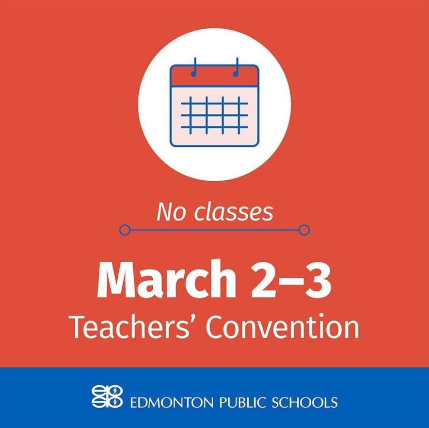 argyllcentre's tweet photo. REMINDER: There are no classes for #Argyll and #EPSB students on Thursday, March 2nd and Friday, March 3rd this week for Teachers' Convention.  Have a great long weekend! https://t.co/fh9izmKCIx