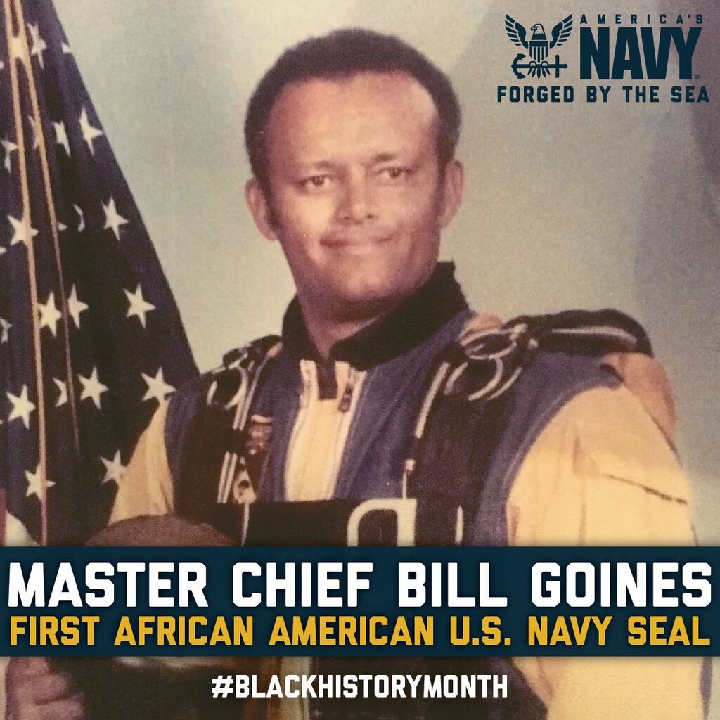 NavyJobsCHS's tweet photo. Meet Bill Goines, the First African American Navy SEAL. 

Goines shattered barriers when he joined the elite team of sailors known as the Navy SEALs back in 1962, becoming one of the first African Americans to serve in this highly-specialized and demandi… https://t.co/fNLJ4sS5Ip https://t.co/W4quYRsKfq