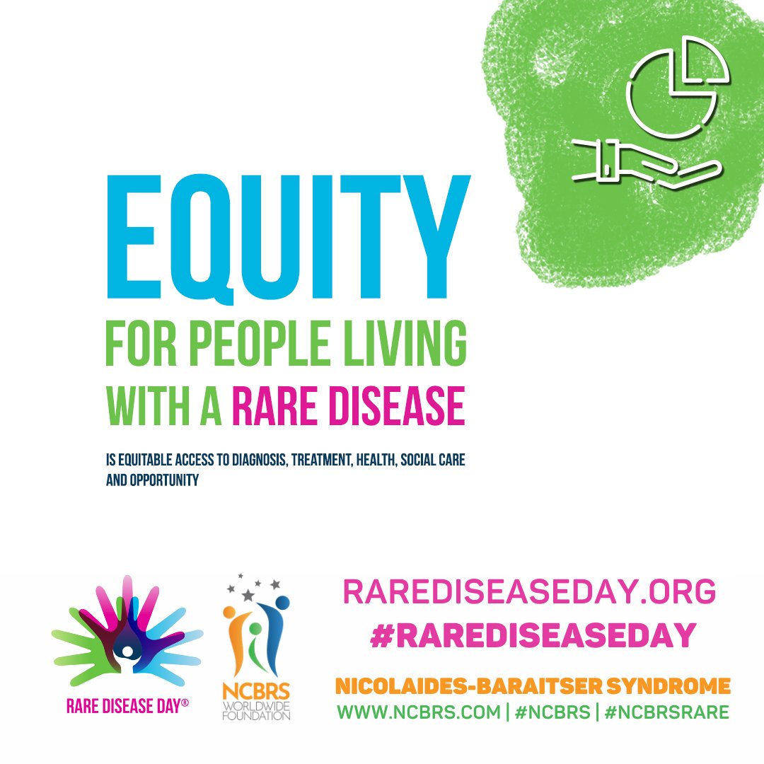 Equity for people living with a #RareDisease is equitable access to diagnosis, treatments, health, social care and opportunity. Find out more at: rarediseaseday.org 🧡💚💙 #NCBRS #NCBRSRare #RareDiseaseDay2023 #RareDiseaseDay #RDD2023 #RDD #Care4Rare #SeeRare