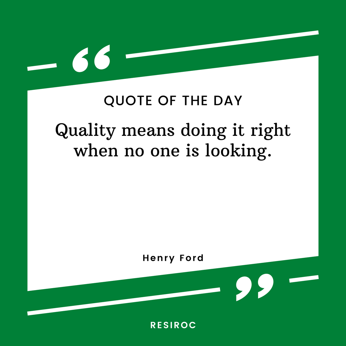 resiroc's tweet photo. #quoteoftheday - We could all use a reminder that true success is found by striving for quality, even when no one is watching. Wise words from the legendary Henry Ford! 

Visit our website - https://t.co/6St4OKAJSY
#knowledge #motivation #QualityMatters https://t.co/OCsEGRAVSr