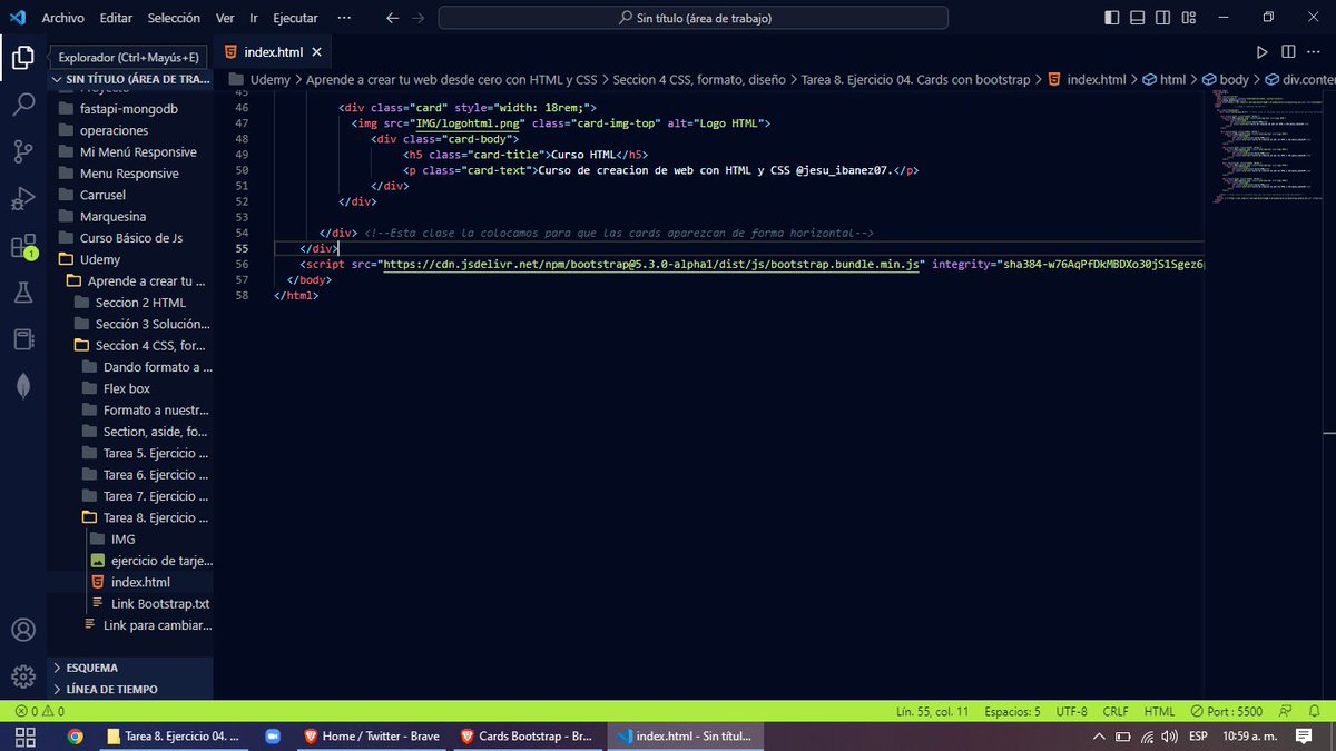 GasseJesus's tweet image. #haztuweb #cursoHTML  #josecodetech  Hola buenos días, aquí le envió mi evidencia del ejercicio Cards Bootstrap..
